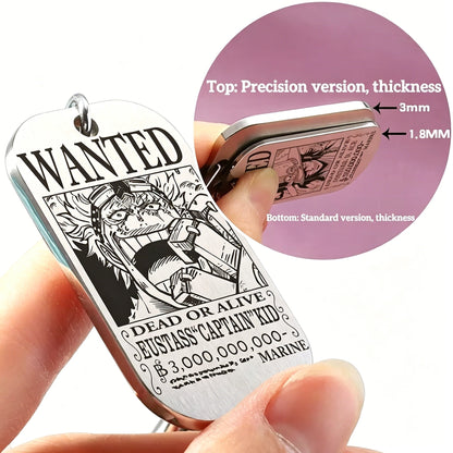 ONE PIECE Luffy Wanted Keychain with Mini Knife | Anime Bounty Tag Gift Set
