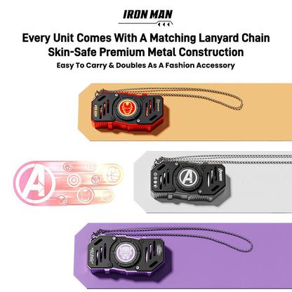 Marvel Avengers Iron Man Wireless Bluetooth Earbuds, Fidget Spinner Charging Case with Lanyard, Bluetooth 5.3 HIFI Stereo TWS Earphones Full Multi‑Color Styles Collection