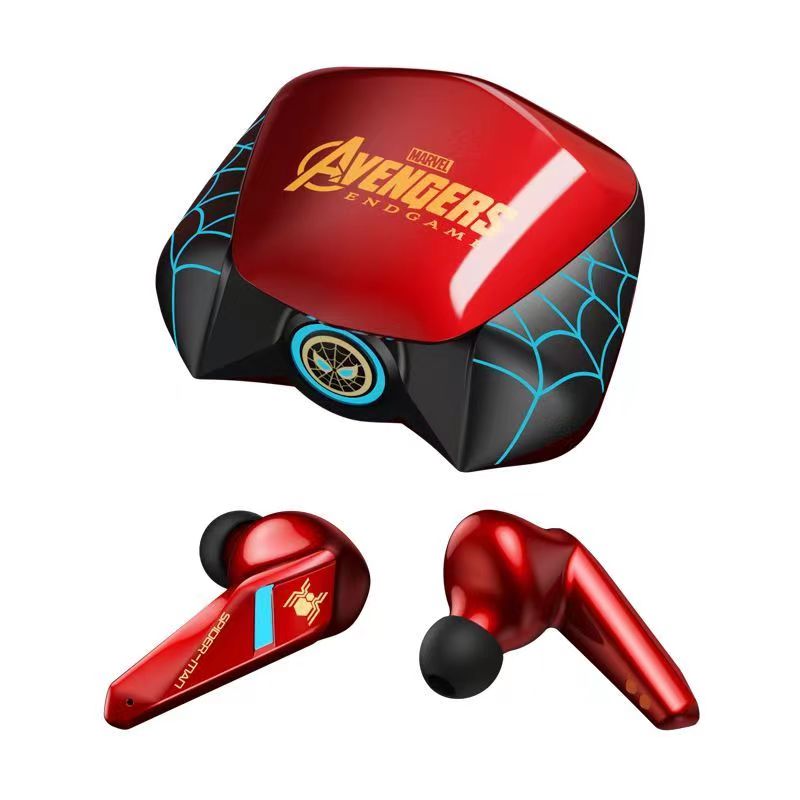 Marvel Avengers Iron Man Captain America Spider-Man TWS Wireless Gaming Earbuds Low Latency Bluetooth 5.0 Noise Reduction HIFI Stereo In Ear Headphones With LED Light Touch Control For Mobile Gaming