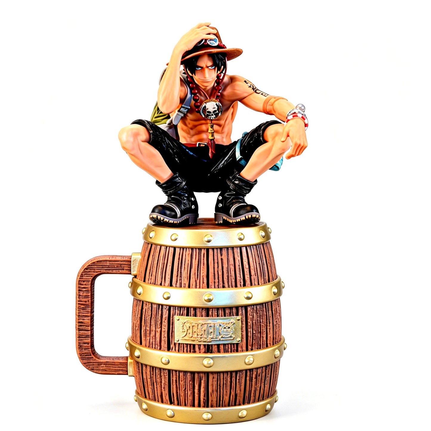 One Piece Luffy Ace Barrel Mug, 304 Stainless Steel Pirate Beer Stein Anime Coffee Cup