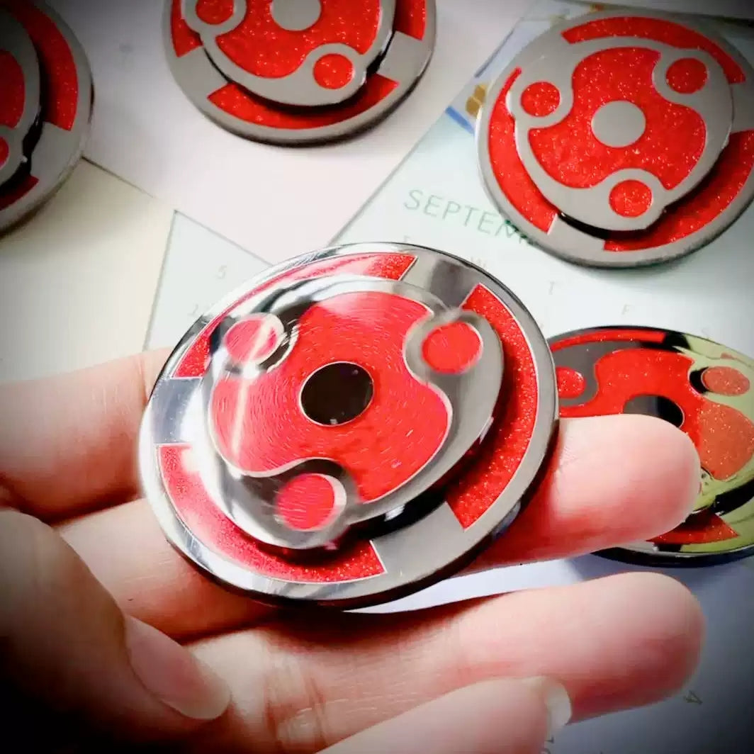 Naruto Uchiha Madara Spinning Mangekyo Sharingan Enamel Pin, Rotatable Anime Brooch