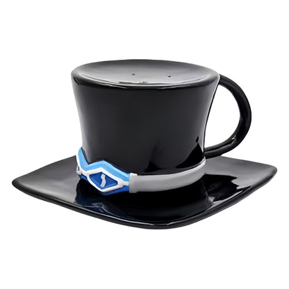 One Piece Monkey D. Luffy Portgas D. Ace Sabo Tony Tony Chopper 3D Hat‑Shaped Ceramic Mug With Saucer, Anime Relief Coffee Tea Cup Collectible Drinkware For Fans
