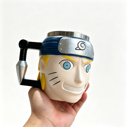 Naruto Shippuden Character 3D Sculpted Mug, Stainless Steel Lined Anime Coffee Cup, Collectible Anime Drinkware for Fan