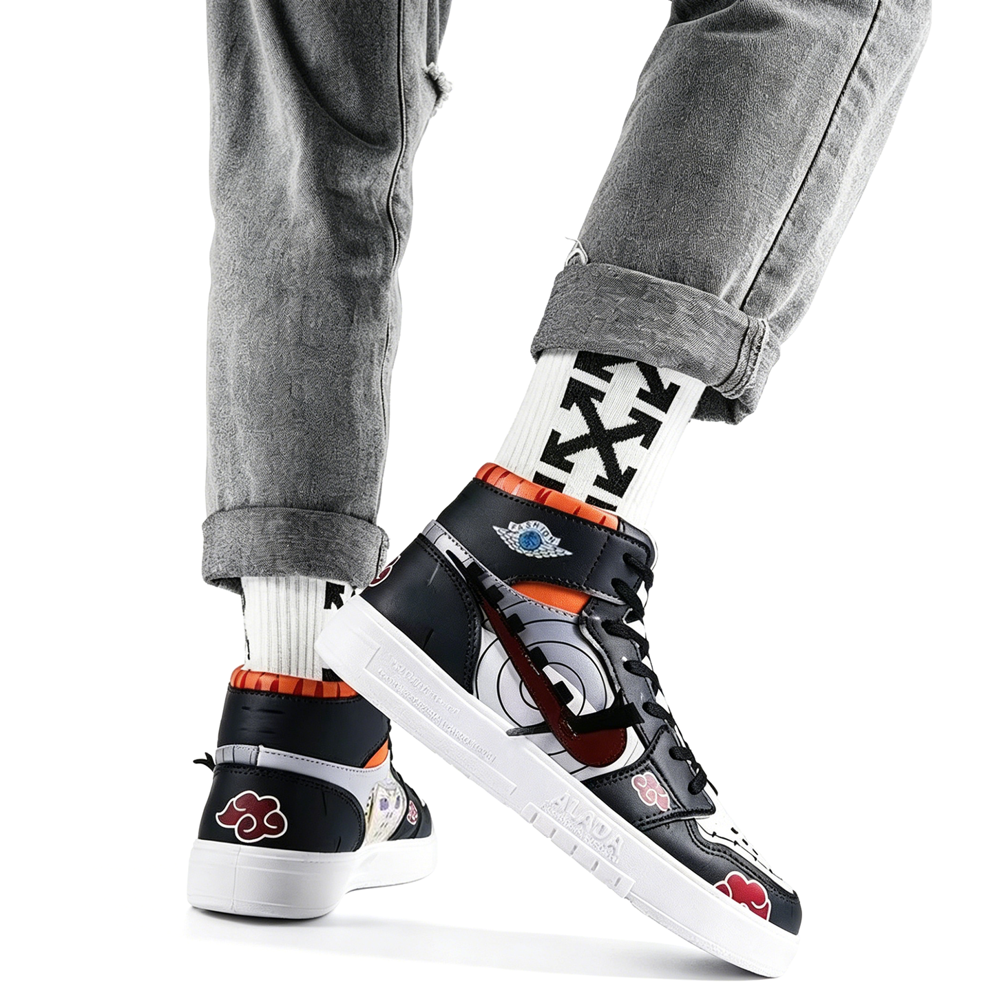 Naruto Pain Yahiko Anime High Top Sneakers, Akatsuki Graphic Casual Streetwear Shoes