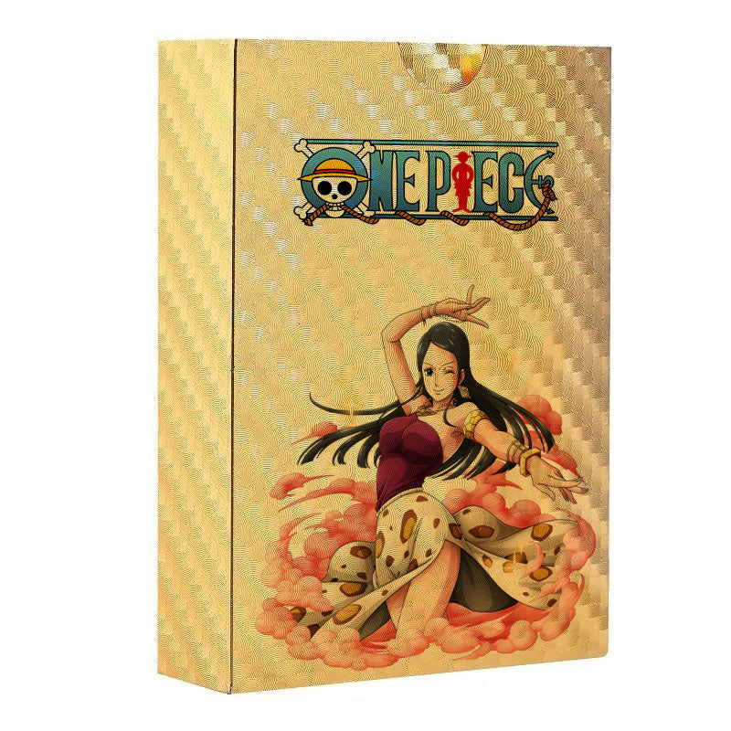 One Piece Monkey D Luffy Roronoa Zoro Gold Foil Collectible Trading Cards Box Set, Anime Character Waterproof Gold Plated TCG Game Cards
