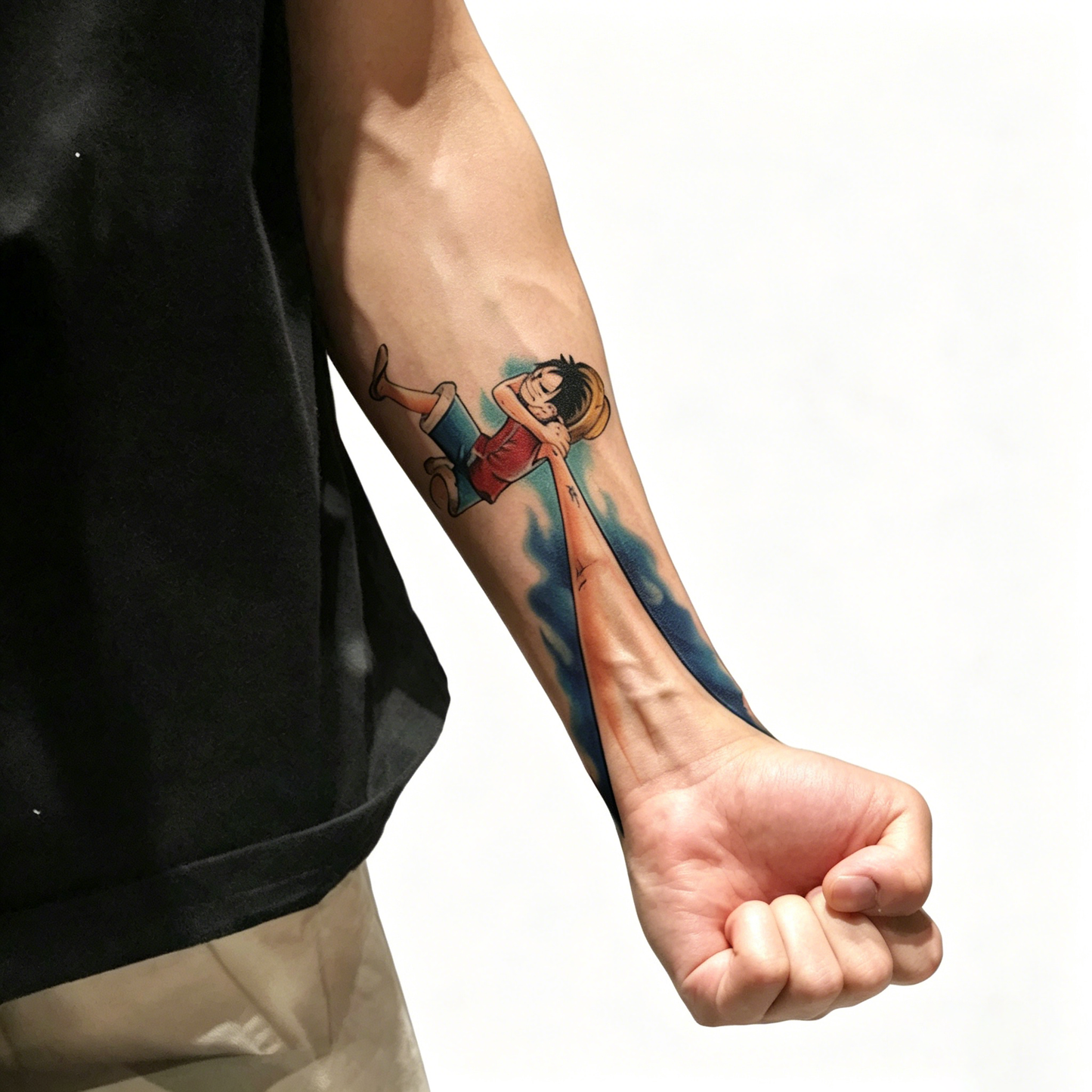 One Piece Monkey D. Luffy Temporary Tattoo Stickers, Creative 3D Visual Arm Fake Tattoo, Waterproof Long‑Lasting Anime Body Art Sticker for Cosplay Party Fans