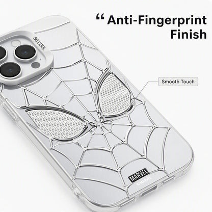 Marvel Spider-Man 3D Electroplated Spider Web Phone Case, Anti-Fingerprint Mirror Finish Protective Cover Precise Camera Cutout Shockproof Cell Phone Case for iPhone