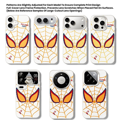 Marvel Spider‑Man Cartoon Web Graphic iPhone Phone Case, 3‑In‑1 Removable Electroplated Lens Frame Protective Phone Cover, Airbag Anti‑Drop Shockproof Phone Shell, 3 Lens Style Options Available