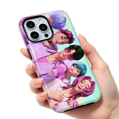 Kpop Demon Hunters Group Anime iPhone Case, Glossy Film Hard Protective Phone Cover