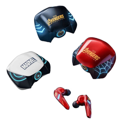 Marvel Spider-Man Iron Man Captain America Gaming Earbuds, Marvel TWS Wireless Headphones with LED Light