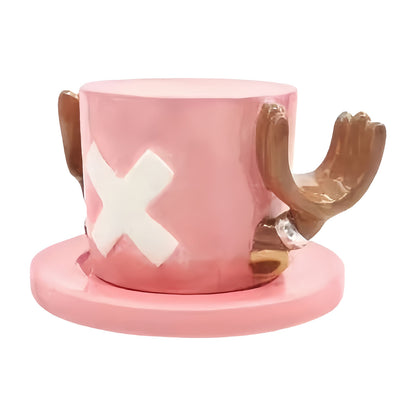 One Piece Monkey D. Luffy Portgas D. Ace Sabo Tony Tony Chopper 3D Hat‑Shaped Ceramic Mug With Saucer, Anime Relief Coffee Tea Cup Collectible Drinkware For Fans