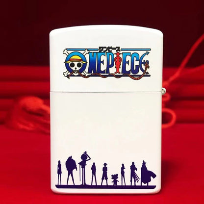 One Piece Monkey D. Luffy Wanted Poster Lighter, Glow‑in‑the‑Dark Windproof Kerosene Lighter, Anime Collectible Reusable Metal Lighter for Fans Collection