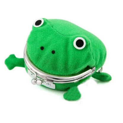 Naruto Frog Coin Purse, Anime Green Frog Plush Kiss‑Lock Mini Wallet