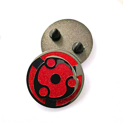 Naruto Uchiha Madara Spinning Mangekyo Sharingan Enamel Pin, Rotatable Anime Brooch