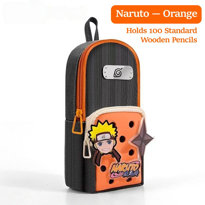 Naruto Anime Pencil Case with DIY Crocs Charms - Large Capacity Stationery Bag