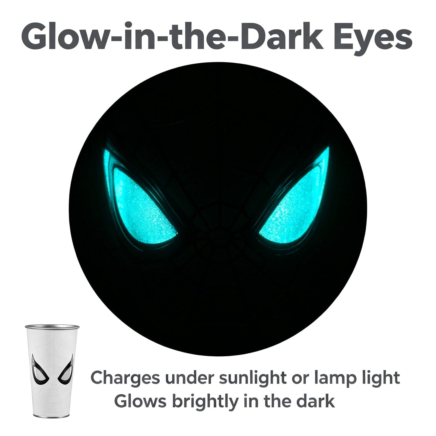 Marvel Spider-Man Cold Color Changing 304 Stainless Steel Cup Glow In Dark Eyes 700ml Large Capacity Iced Coffee Cold Drink Tumbler With Gift Box