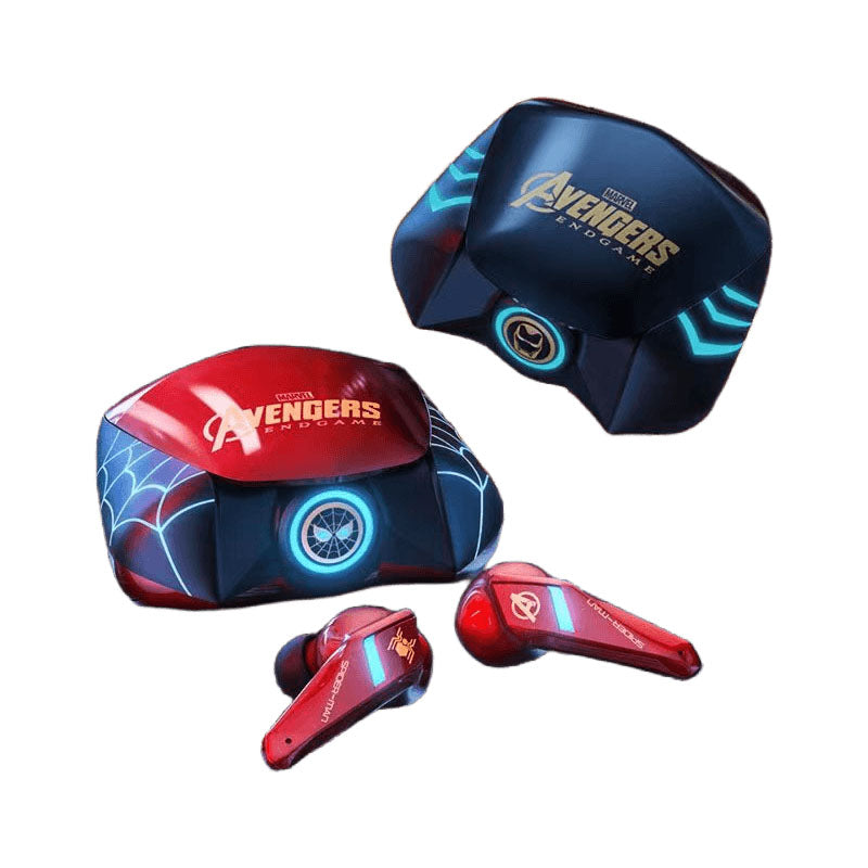 Marvel Avengers Iron Man Captain America Spider-Man TWS Wireless Gaming Earbuds Low Latency Bluetooth 5.0 Noise Reduction HIFI Stereo In Ear Headphones With LED Light Touch Control For Mobile Gaming