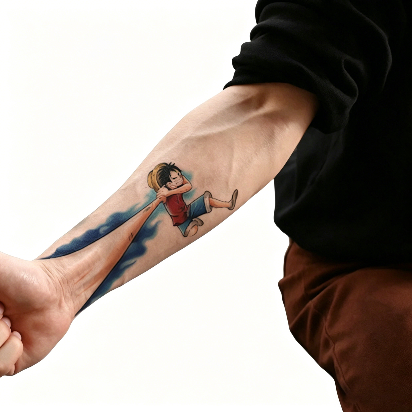 One Piece Monkey D. Luffy Temporary Tattoo Stickers, Creative 3D Visual Arm Fake Tattoo, Waterproof Long‑Lasting Anime Body Art Sticker for Cosplay Party Fans