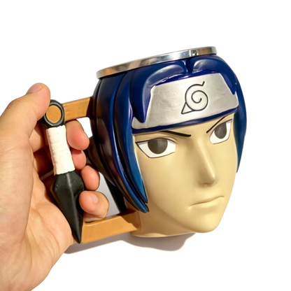 Naruto Shippuden Character 3D Sculpted Mug, Stainless Steel Lined Anime Coffee Cup, Collectible Anime Drinkware for Fan