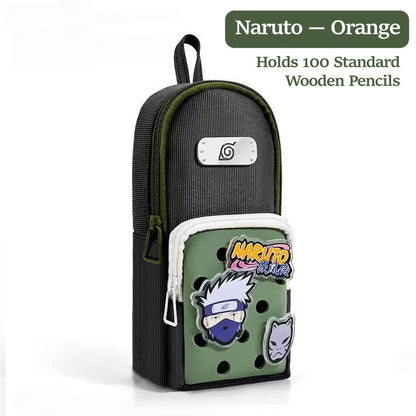 Naruto Anime Pencil Case with DIY Crocs Charms - Large Capacity Stationery Bag