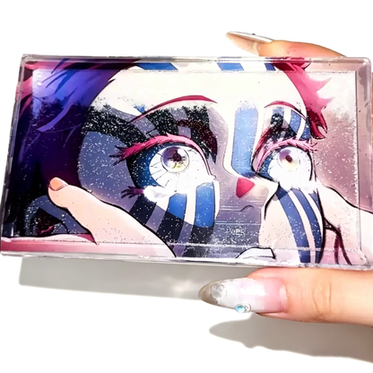 Demon Slayer Akaza Snowflake Changing Acrylic Shaker - Anime 3D Quicksand Collectible Card