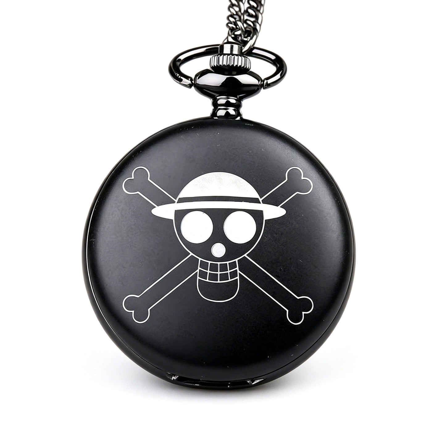 One Piece Monkey D Luffy Whitebeard Pocket Watch, Anime Pirate Skull Quartz Necklace Watch