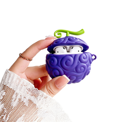 One Piece Luffy Ace Devil Fruit AirPods Case, 3D Silicone Earbuds Protective Cover with Keychain