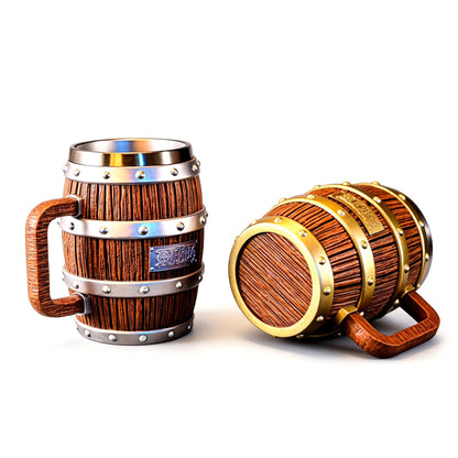 One Piece Luffy Ace Barrel Mug, 304 Stainless Steel Pirate Beer Stein Anime Coffee Cup