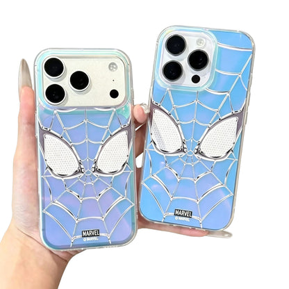 Marvel Spider-Man Holographic Iridescent Spider Web Phone Case, TPU+PC Shockproof Slim Cover Color Shift Blue Purple Gradient Design Precise Camera Cutout Protective Shell