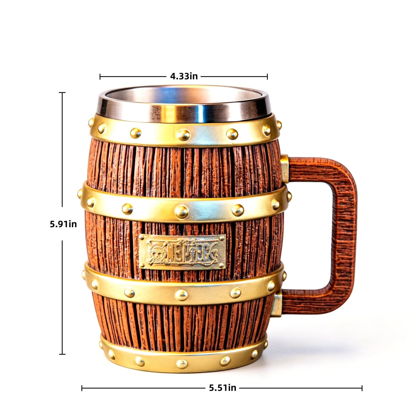 One Piece Luffy Ace Barrel Mug, 304 Stainless Steel Pirate Beer Stein Anime Coffee Cup