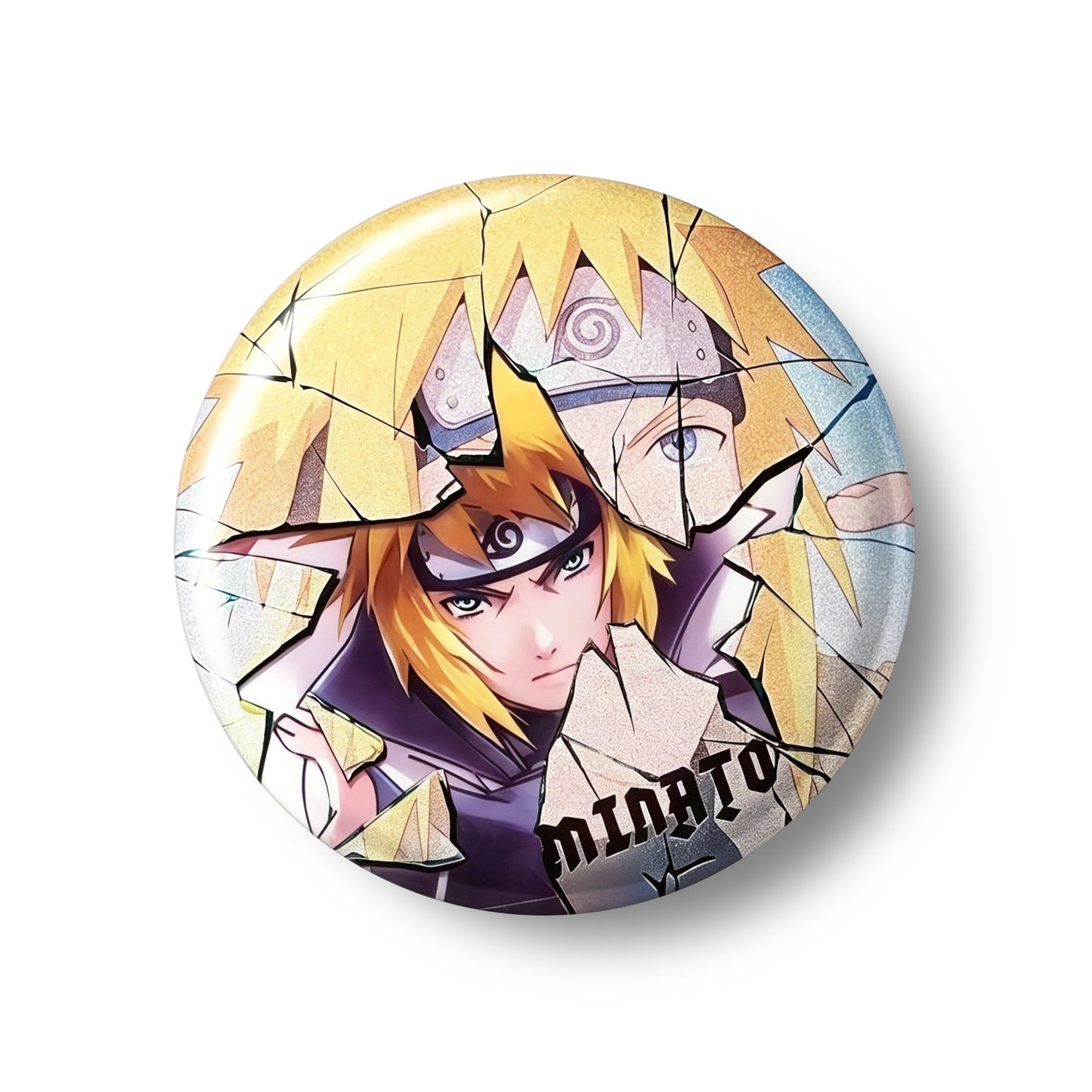 Naruto Uzumaki Sasuke Uchiha Cracked Anime Button Pins, 58mm Character Metal Brooch Badges for Backpack Clothing