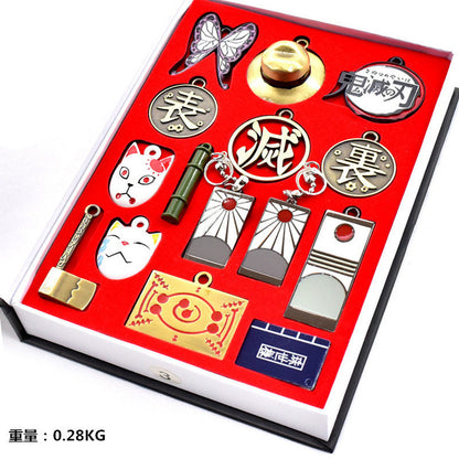 Demon Slayer Tanjiro Kamado Collectible Keychain Set, Anime Metal Pendants and Sword Replicas