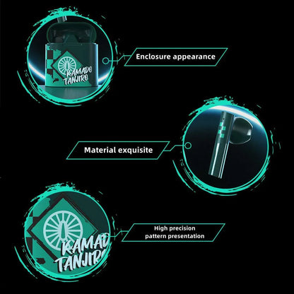 Demon Slayer Tanjiro Nezuko Bluetooth Earbuds, Anime Wireless Headphones with Charging Case