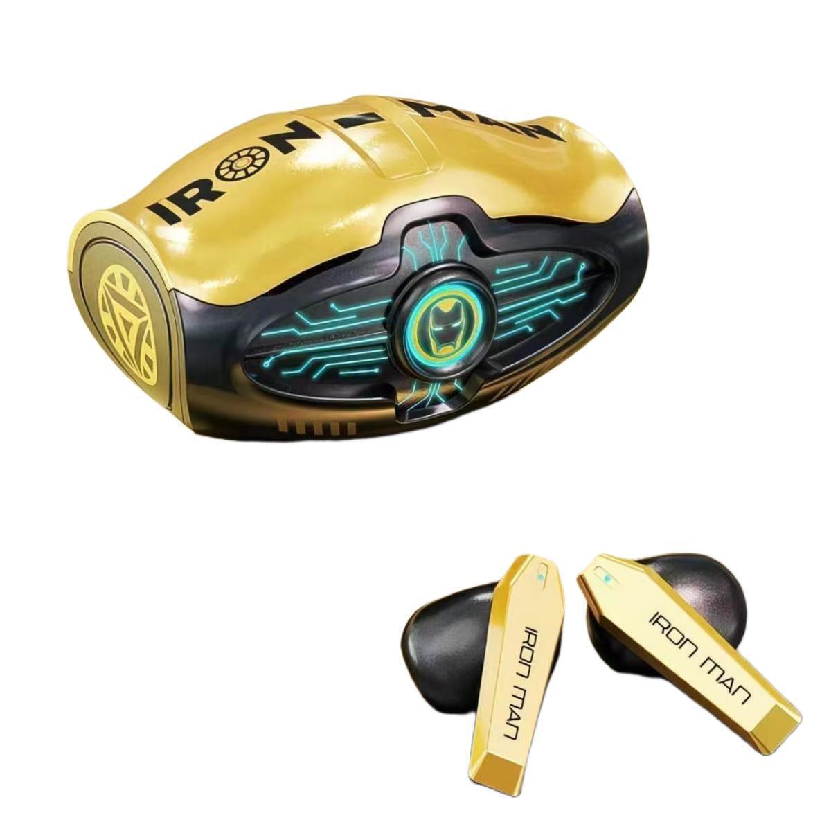 Marvel Spider-Man Iron Man Wireless Earbuds, Marvel TWS Bluetooth Headphones with LED Charging Case