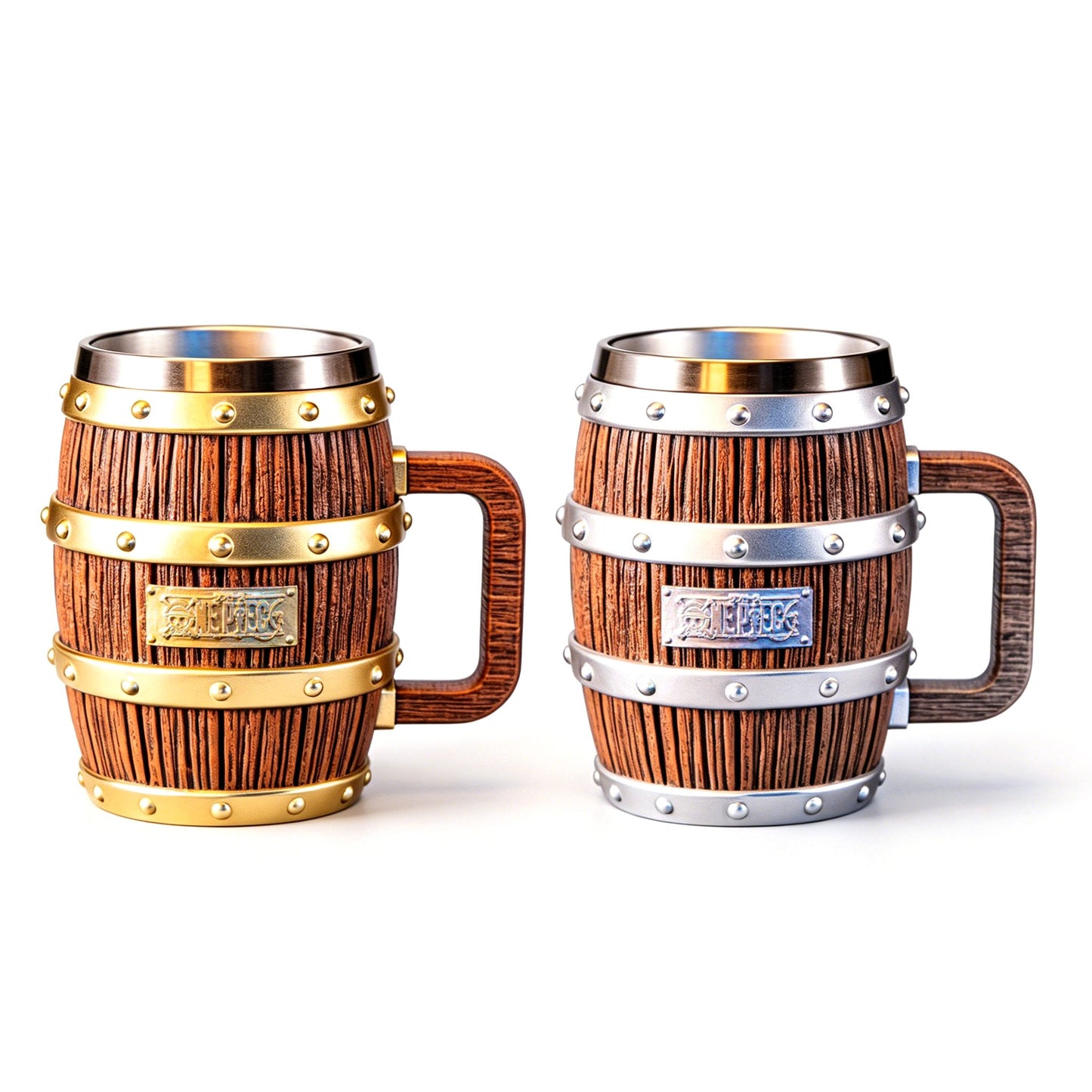 One Piece Luffy Ace Barrel Mug, 304 Stainless Steel Pirate Beer Stein Anime Coffee Cup
