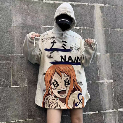 Zoro/Nami character modeling handsome cool cartoon Couples Hoodie