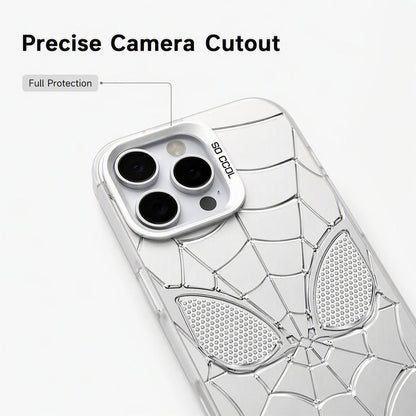 Marvel Spider-Man 3D Electroplated Spider Web Phone Case, Anti-Fingerprint Mirror Finish Protective Cover Precise Camera Cutout Shockproof Cell Phone Case for iPhone