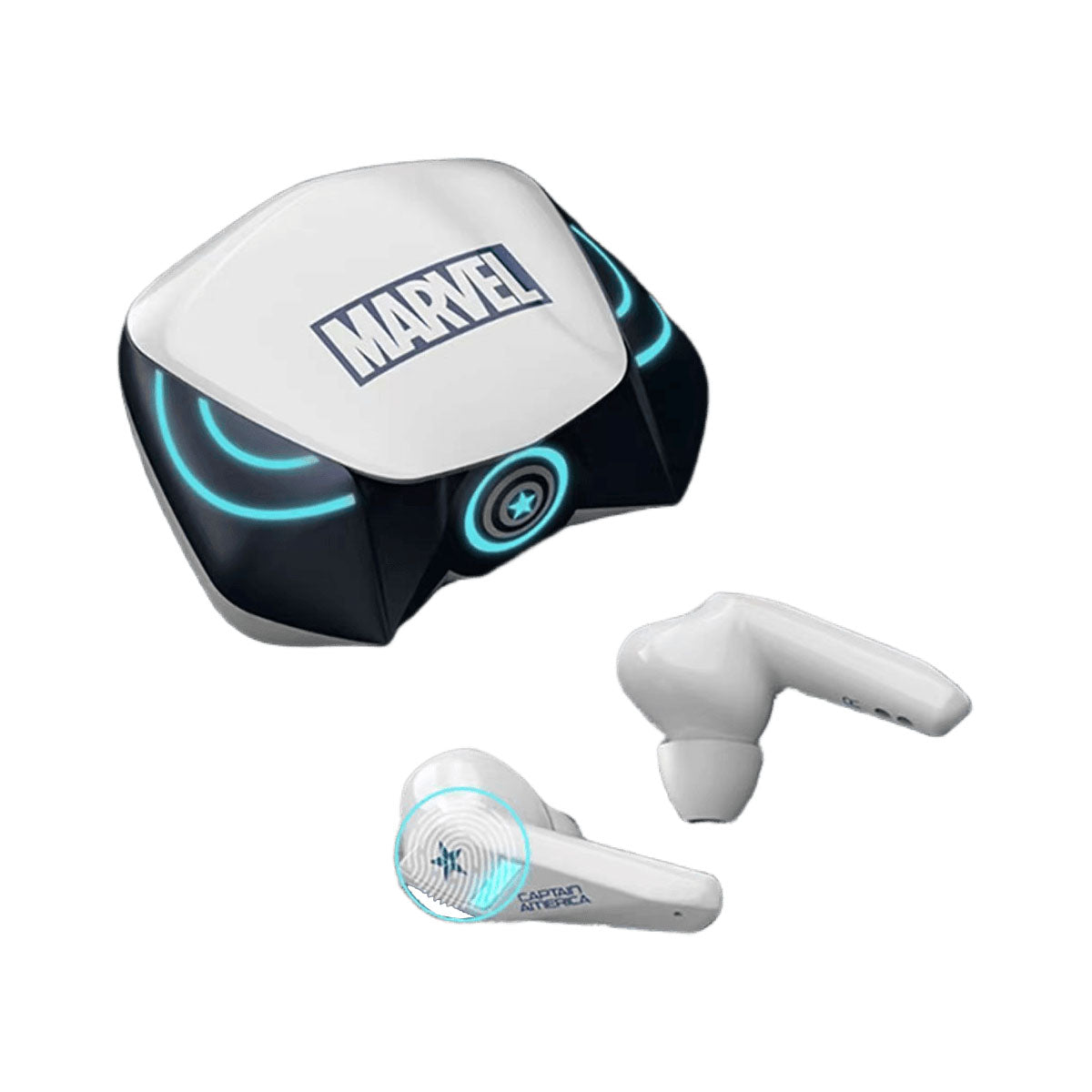 Marvel Avengers Iron Man Captain America Spider-Man TWS Wireless Gaming Earbuds Low Latency Bluetooth 5.0 Noise Reduction HIFI Stereo In Ear Headphones With LED Light Touch Control For Mobile Gaming