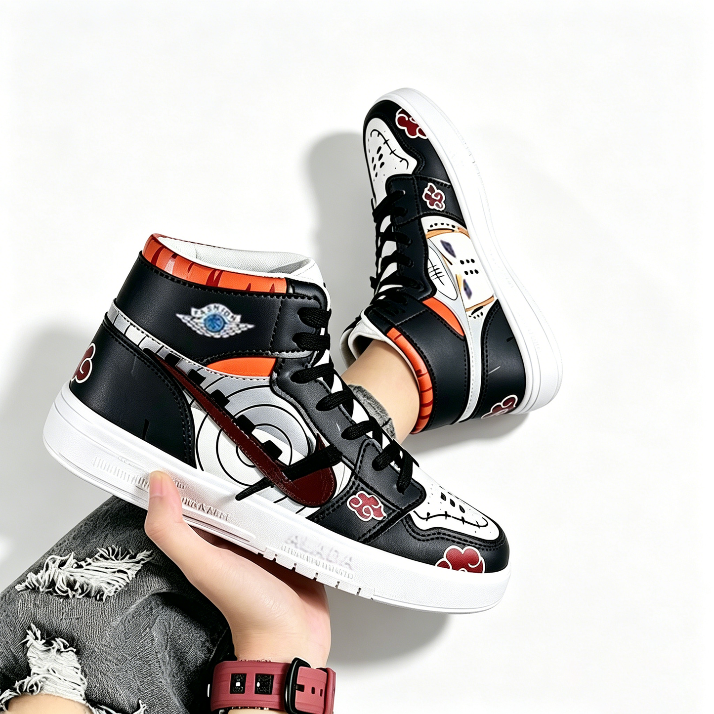 Naruto Pain Yahiko Anime High Top Sneakers, Akatsuki Graphic Casual Streetwear Shoes