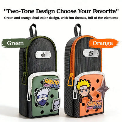 Naruto Anime Pencil Case with DIY Crocs Charms - Large Capacity Stationery Bag