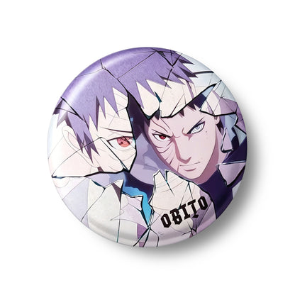 Naruto Uzumaki Sasuke Uchiha Cracked Anime Button Pins, 58mm Character Metal Brooch Badges for Backpack Clothing