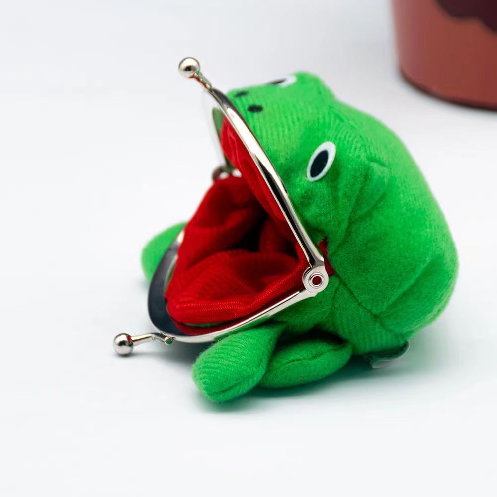 Naruto Frog Coin Purse, Anime Green Frog Plush Kiss‑Lock Mini Wallet
