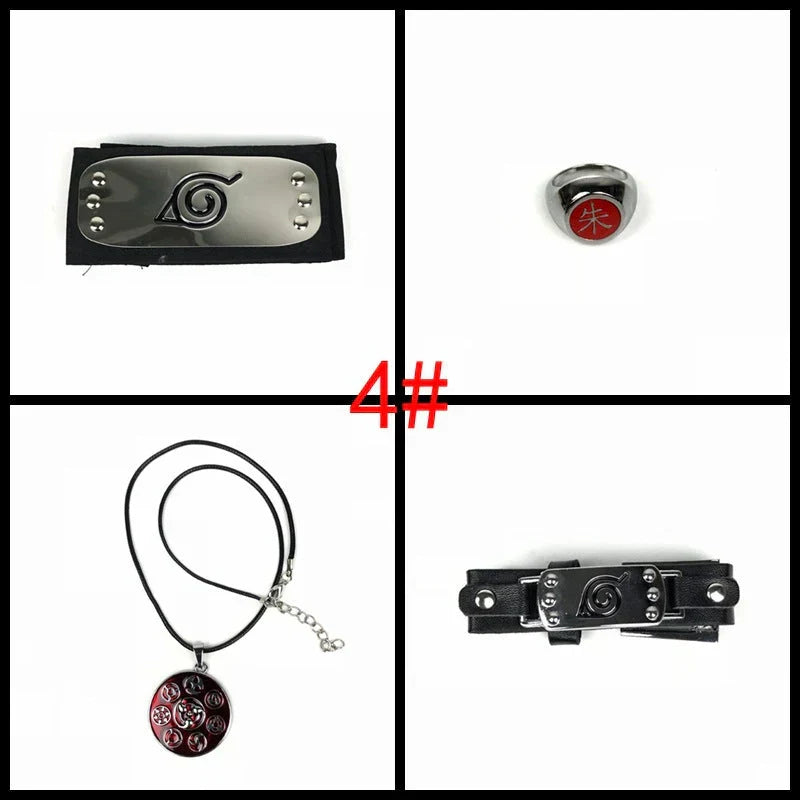 Sasuke1:1 metal kunaishuriken ring headband necklace suit