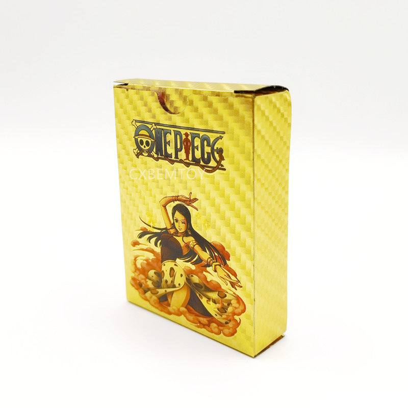 One Piece Monkey D Luffy Roronoa Zoro Gold Foil Collectible Trading Cards Box Set, Anime Character Waterproof Gold Plated TCG Game Cards