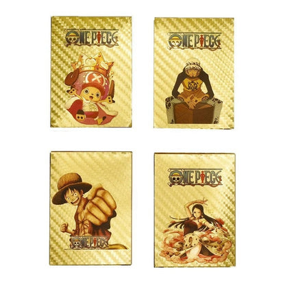 One Piece Monkey D Luffy Roronoa Zoro Gold Foil Collectible Trading Cards Box Set, Anime Character Waterproof Gold Plated TCG Game Cards